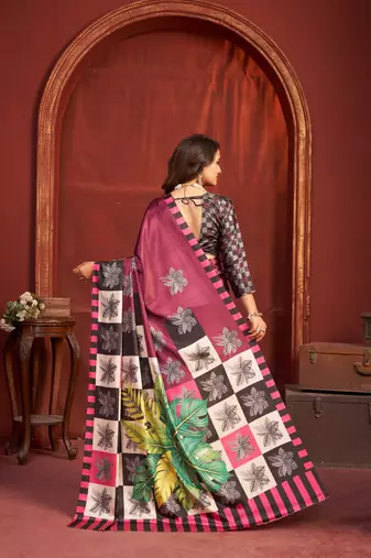 crimson red malai crepe art silk blend digital printed girlie fashinova saree