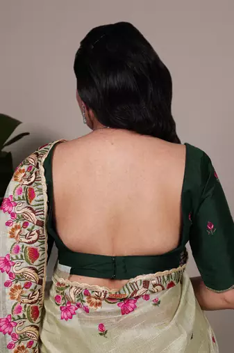 exquisite zari kota tissue saree with elegant thread embroidery