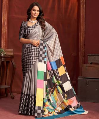 grey malai crepe art silk blend digital printed girlie fashinova saree 1