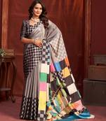 grey color malai crepe art silk fabric digital printed girlie fashinova saree