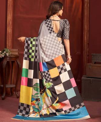 grey malai crepe art silk blend digital printed girlie fashinova saree 2