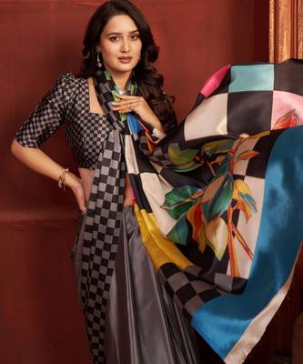 grey malai crepe art silk blend digital printed girlie fashinova saree 3