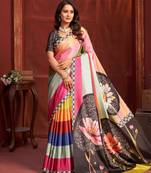 pink color malai crepe art silk fabric digital printed girlie fashinova saree