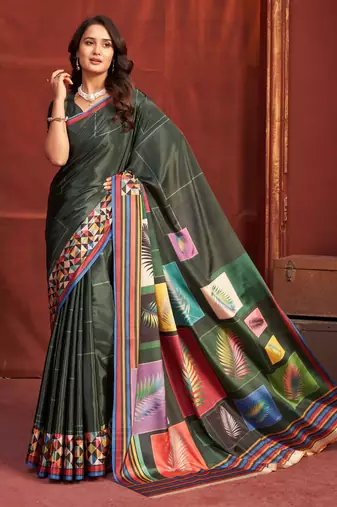 black color malai crepe art silk fabric designer digital printed girlie fashinova saree
