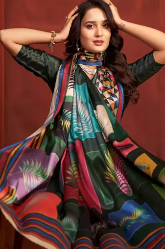 black malai crepe art silk blend digital printed girlie fashinova saree