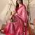dual-tone pink georgette saree with maroon pallu & multicolor motif detailing