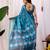 blue premium lichi silk blend saree with silver zari and ethnic motifs