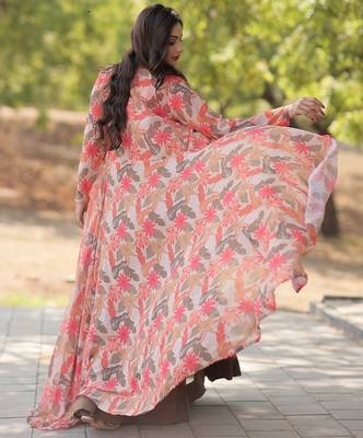 Coffee Faux Georgette Lehenga Choli Shrug 3
