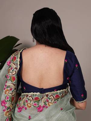 exquisite zari kota tissue saree with elegant thread embroidery 3