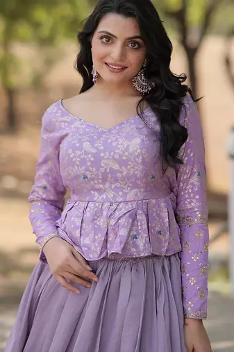 Levender Color Vichitra silk blend Lehenga Choli