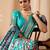 sea green lichi silk blend saree with abstract floral print & golden zari border