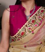 exquisite zari kota tissue saree with elegant thread embroidery