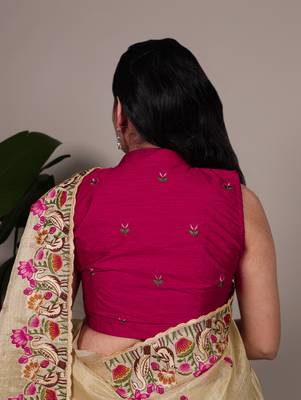 exquisite zari kota tissue saree with elegant thread embroidery 3