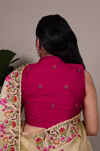 exquisite zari kota tissue saree with elegant thread embroidery