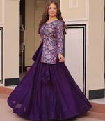 Purple Color Vichitra Silk Solid Lehenga Jacquard Blouse