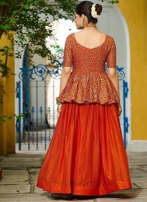 Fenta Fendi silk blend Solid Lehenga Embroidered Blouse 4