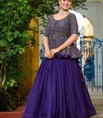Purple Color Fendi Silk Solid Lehenga Embroidered Blouse