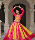 Perrot Color Silk Blend Mirror Work Lehenga Embroidered Blouse