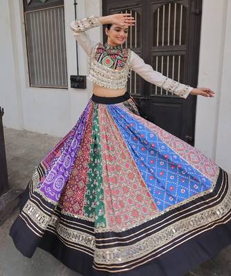 Multi Cotton Printed Gota Patti Worklehenga Choli 2