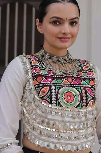 Multi Cotton Printed Gota Patti Worklehenga Choli