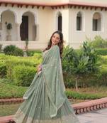 Pista Color Faux Georgette Sequins Zari Multi Embroidered Lehenga Choli With Dupatta