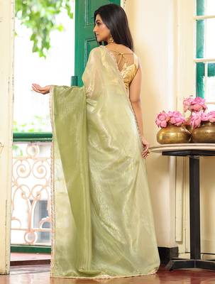 pista chiffon ceremonial saree 2