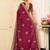 wine color embroidery work viscose rayon fabric beautiful ceremonial saree