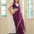 wine color fancy designer swarovski work organza fabric beautiful ceremonial saree