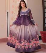 Purple Color Cosmos Flower Printed Lehenga Top