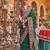 green  premium silk blend blend saree with woven zari & thread work | unstitched rich brocade blous