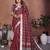 wine color linen cotton fabric woven checks designer trendy ethnic saree