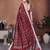 wine color linen cotton fabric woven checks designer trendy ethnic saree