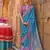 blue  premium silk blend blend saree with woven zari & thread work | unstitched rich brocade blous