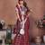 wine color linen cotton fabric woven checks designer trendy ethnic saree