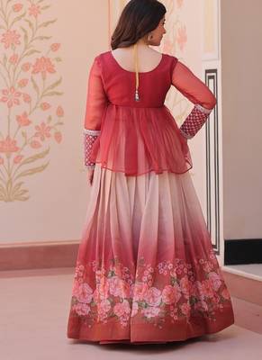 Gajri Cosmos Flower Printed Lehenga Top 4