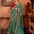 green patola silk blend saree with traditional motifs & zari/contrast border | unstitched blouse