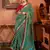 green patola silk blend saree with traditional motifs & zari/contrast border | unstitched blouse
