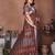 coffee color linen cotton fabric woven checks designer trendy ethnic saree
