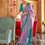regal lavender teal banarasi patola saree with unstitch blouse
