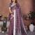 purple color linen cotton fabric woven checks designer trendy ethnic saree
