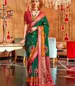 red and green banarasi patola saree with unstitch blouse 