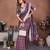 purple color linen cotton fabric woven checks designer trendy ethnic saree