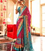 pink banarasi patola saree with unstitch blouse