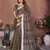 brown color linen cotton fabric woven checks trendy ethnic saree