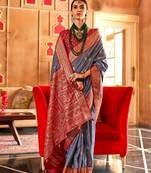 grey banarasi patola saree with unstitch blouse