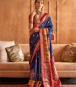 blue  banarasi patola saree with unstitch blouse