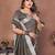 brown color linen cotton fabric woven checks designer trendy ethnic saree