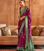 wine   banarasi patola saree with unstitch blouse