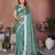 green color linen cotton fabric woven checks trendy ethnic saree