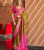 mahendi  banarasi patola saree with unstitch blouse